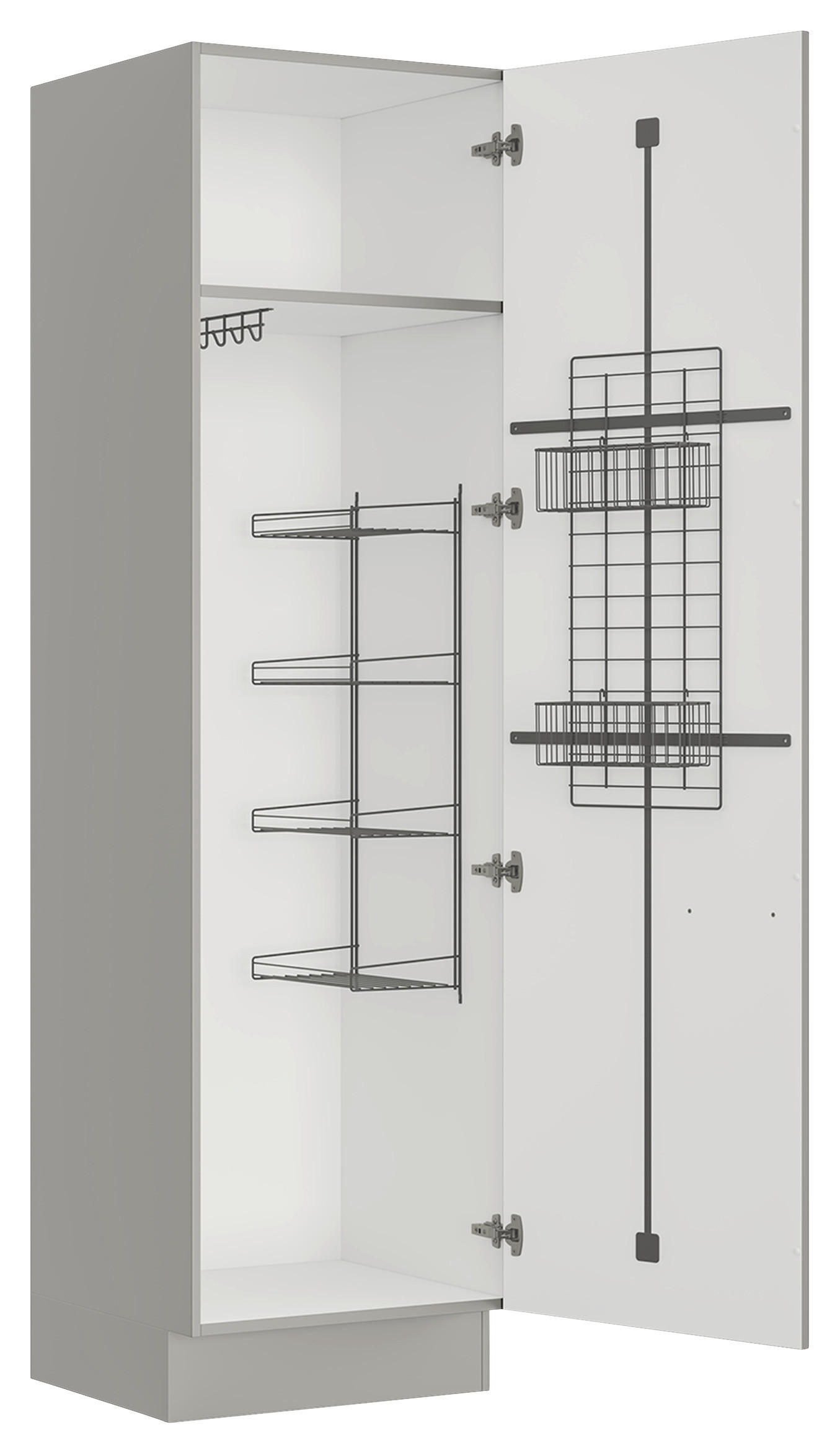 MEHRZWECKSCHRANK 60/216,6/58,2 cm  in Grau  - Edelstahlfarben/Grau, MODERN, Holzwerkstoff/Metall (60/216,6/58,2cm) - Nobilia