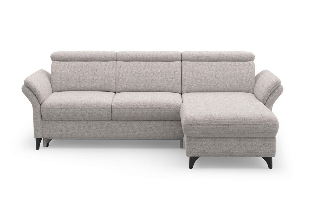 ECKSOFA GLENDALE E Silberfarben Chenille  - Silberfarben/Schwarz, KONVENTIONELL, Textil/Metall (253/166cm) - Sit & More