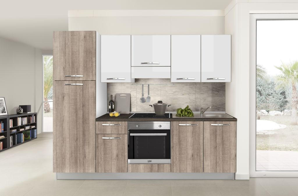KUHINJSKI BLOK bela - boja aluminijuma/bela, Osnovno, pločasti materijal/plastika (255/216/60cm) - Xora
