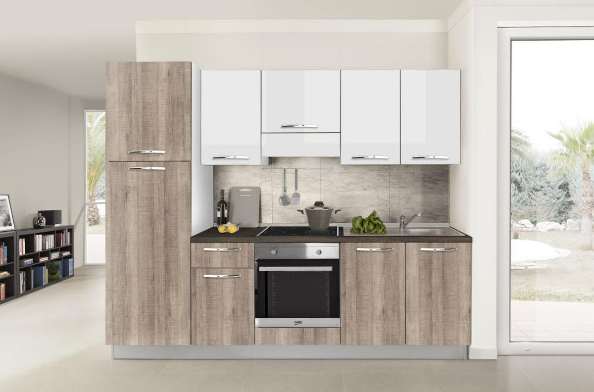 KUHINJSKI BLOK  bela  - boja aluminijuma/bela, Osnovno, pločasti materijal/plastika (255/216/60cm) - Xora