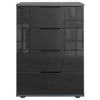 NACHTKÄSTCHEN 52/74/38 cm  in Graphitfarben, Schwarz  - Schwarz/Graphitfarben, KONVENTIONELL, Glas/Holzwerkstoff (52/74/38cm) - Modante