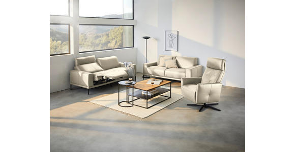 2,5-SITZER in Leder Creme - Creme/Schwarz, Design, Leder/Metall (200/102/92cm) - Johann Jakob