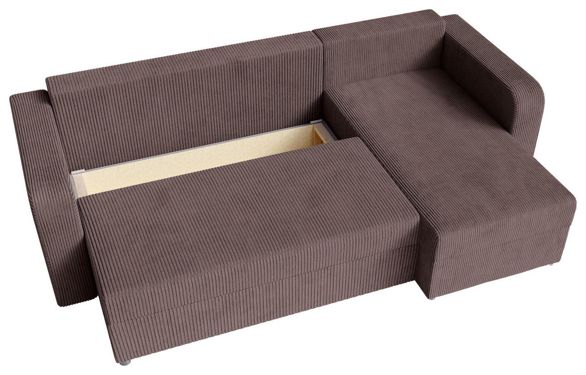 ECKSOFA Braun Cord  - Schwarz/Braun, KONVENTIONELL, Kunststoff/Textil (140/240cm) - Carryhome