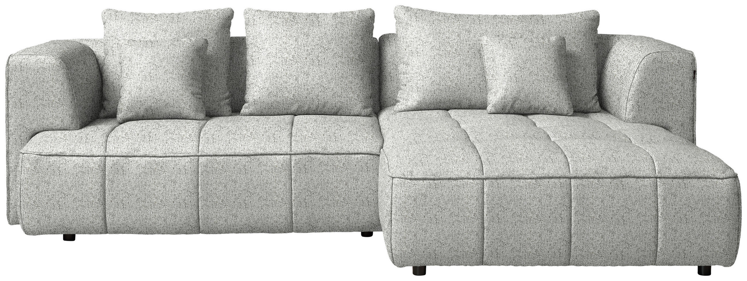 ECKSOFA Webstoff Silberfarben  - Silberfarben/Schwarz, Design, Kunststoff/Textil (288/188cm) - Welnova