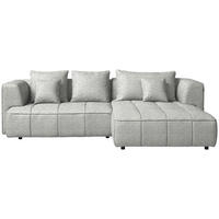 ECKSOFA Webstoff Silberfarben  - Silberfarben/Schwarz, Design, Kunststoff/Textil (288/188cm) - Welnova