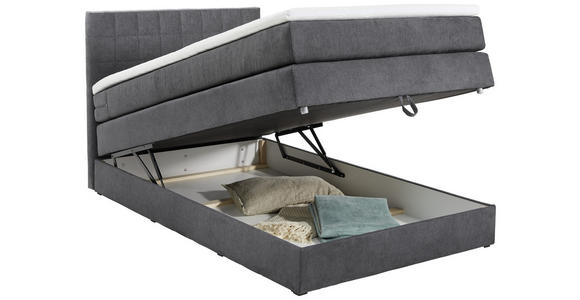 BOXSPRINGBETT 120/200 cm  in Anthrazit  - Anthrazit/Schwarz, Design, Kunststoff/Textil (120/200cm) - Xora