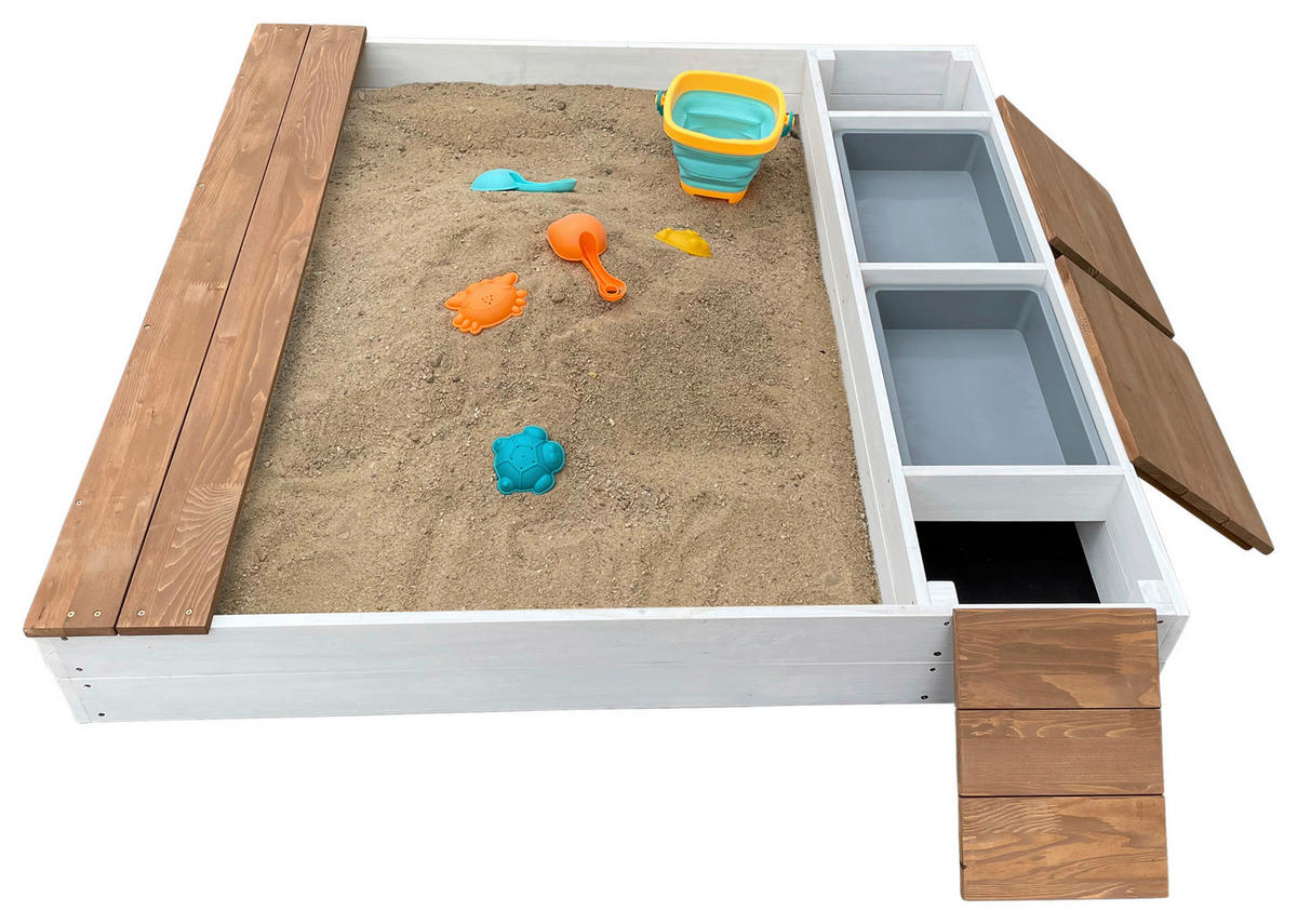 SANDKASTEN  - Braun/Weiß, KONVENTIONELL, Holz (117/18,7/119cm) - Ambia Garden
