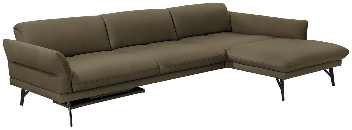ECKSOFA in Echtleder Grün  308/173 cm  - Anthrazit/Grün, Design, Leder/Metall (308/173cm) - Joop!