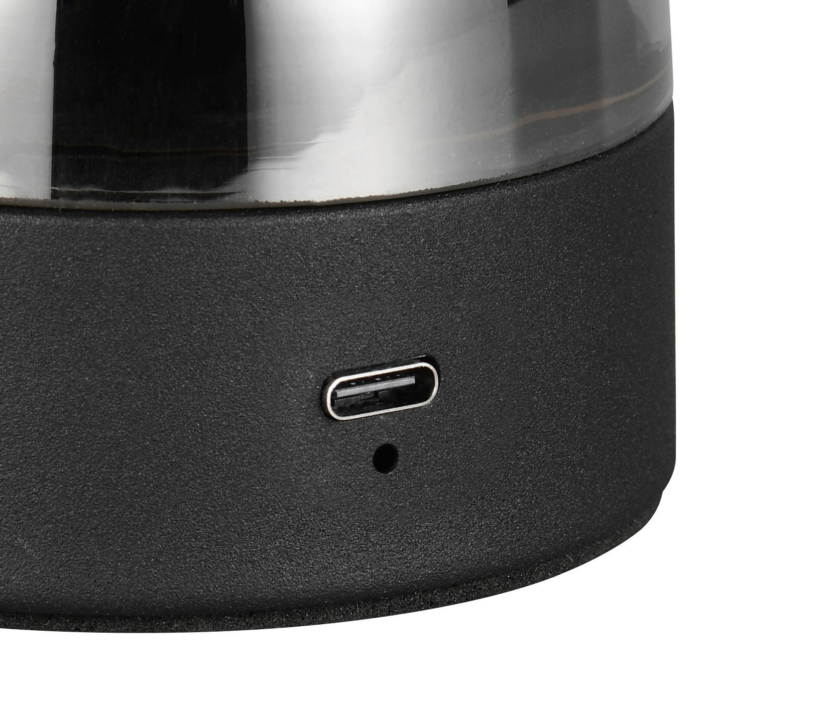 Thumbnail - Akku-Tischleuchte Dooley, Schwarz, Metall, Glas, F, 18 cm, aufladbar über Usb, Lampen & Leuchten, Innenbeleuchtung, Leuc...