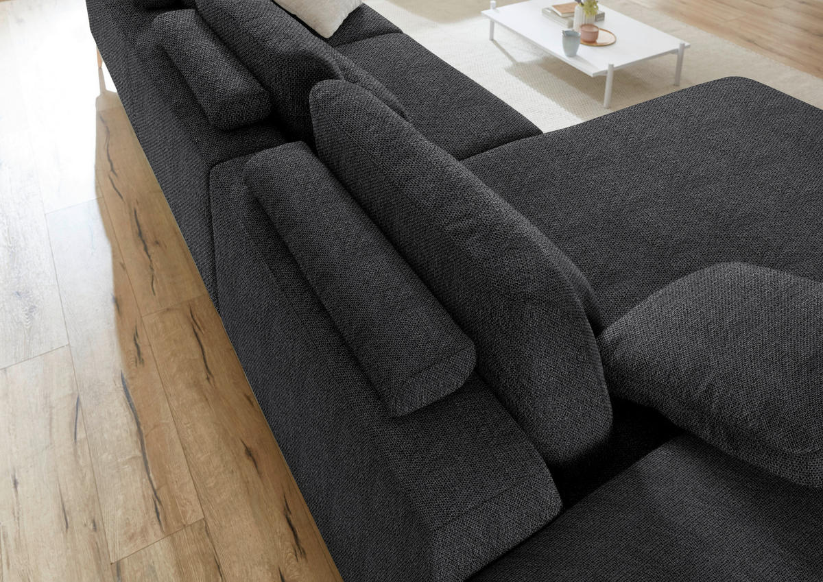 ECKSOFA in Flachgewebe Schwarz  - Wildeiche/Schwarz, Design, Holz/Textil (193/334cm) - Niels Andersson