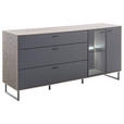 SIDEBOARD Schwarz, Eichefarben  178/84/44 cm  - Eichefarben/Anthrazit, Design, Glas/Holz (178/84/44cm) - Novel
