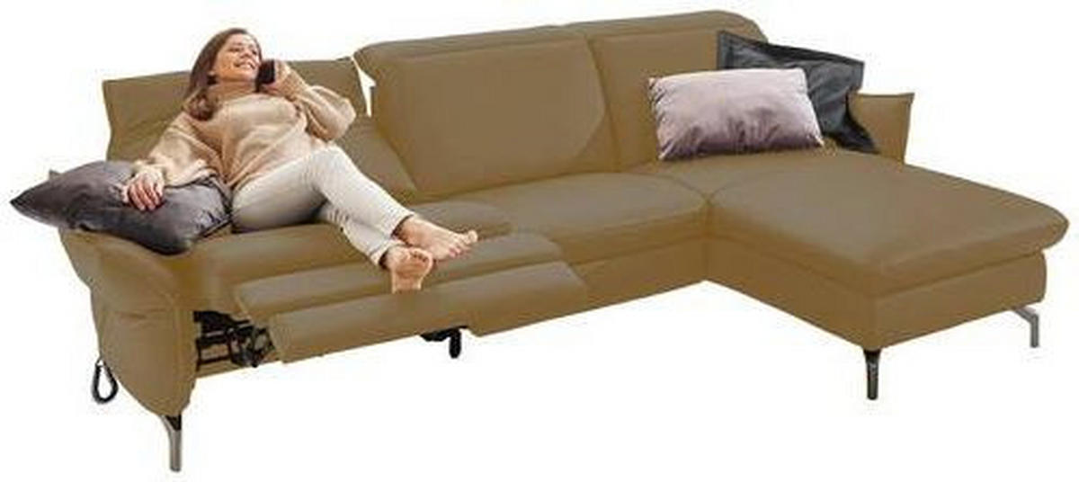 ECKSOFA in Lederlook (vegan) Olivgrün  - Olivgrün/Nickelfarben, Modern, Textil/Metall (233/179cm) - Livetastic