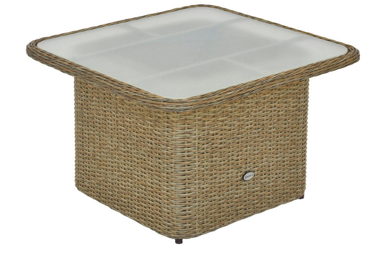 LOUNGETISCH 72/72/45-64 cm Metall, Kunststoff  - Naturfarben, MODERN, Glas/Kunststoff (72/72/45-64cm) - Gardenson