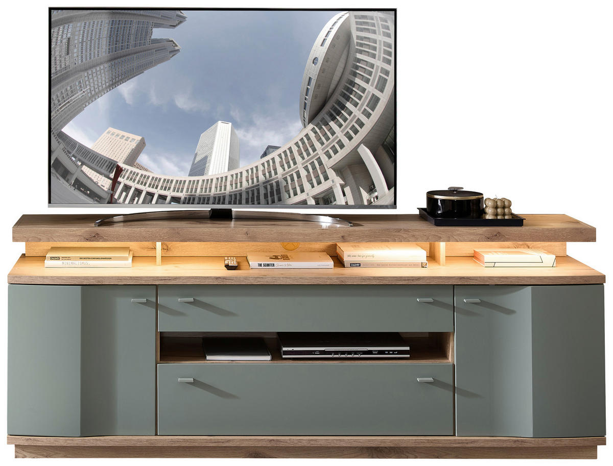 TV-AUFSATZ  Holzwerkstoff  Eichefarben  - Eichefarben, Design, Holzwerkstoff (200/15/40cm) - Livetastic