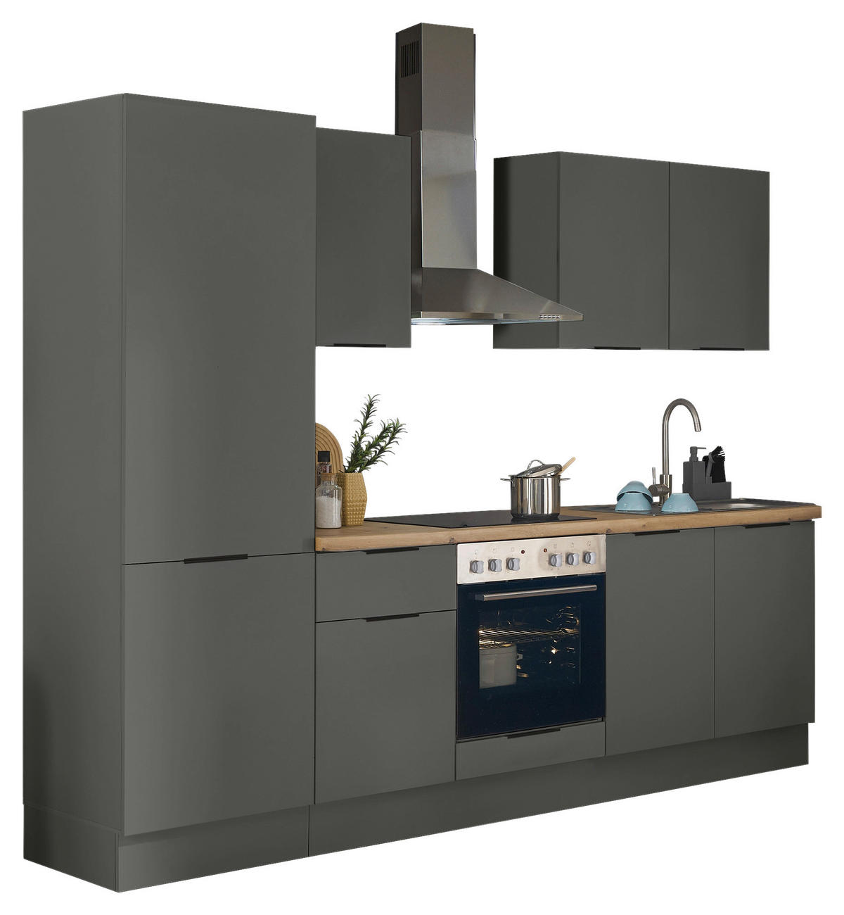 KÜCHENBLOCK   in Graphitfarben  - Schwarz/Graphitfarben, Basics, Holzwerkstoff/Metall (270/211/60cm) - Carryhome