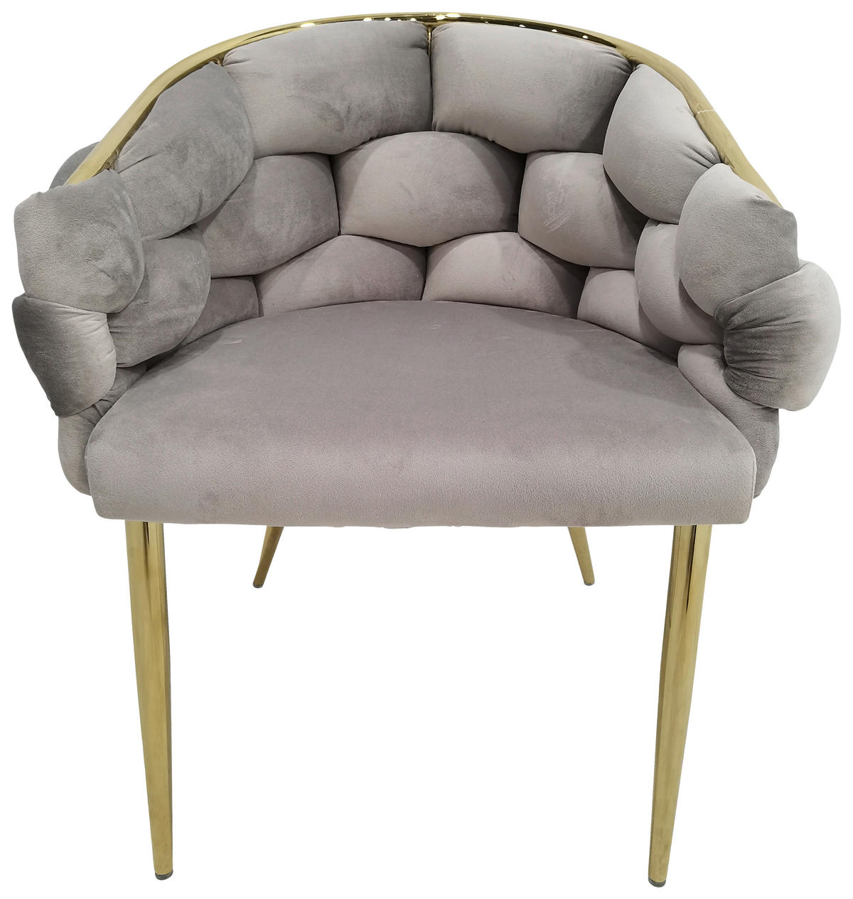 SADA STOLIČIEK S PODRÚČKAMI 2 kus - sivohnedá/zlatá, Modern, kov/textil (65/79/61cm) - MID.YOU