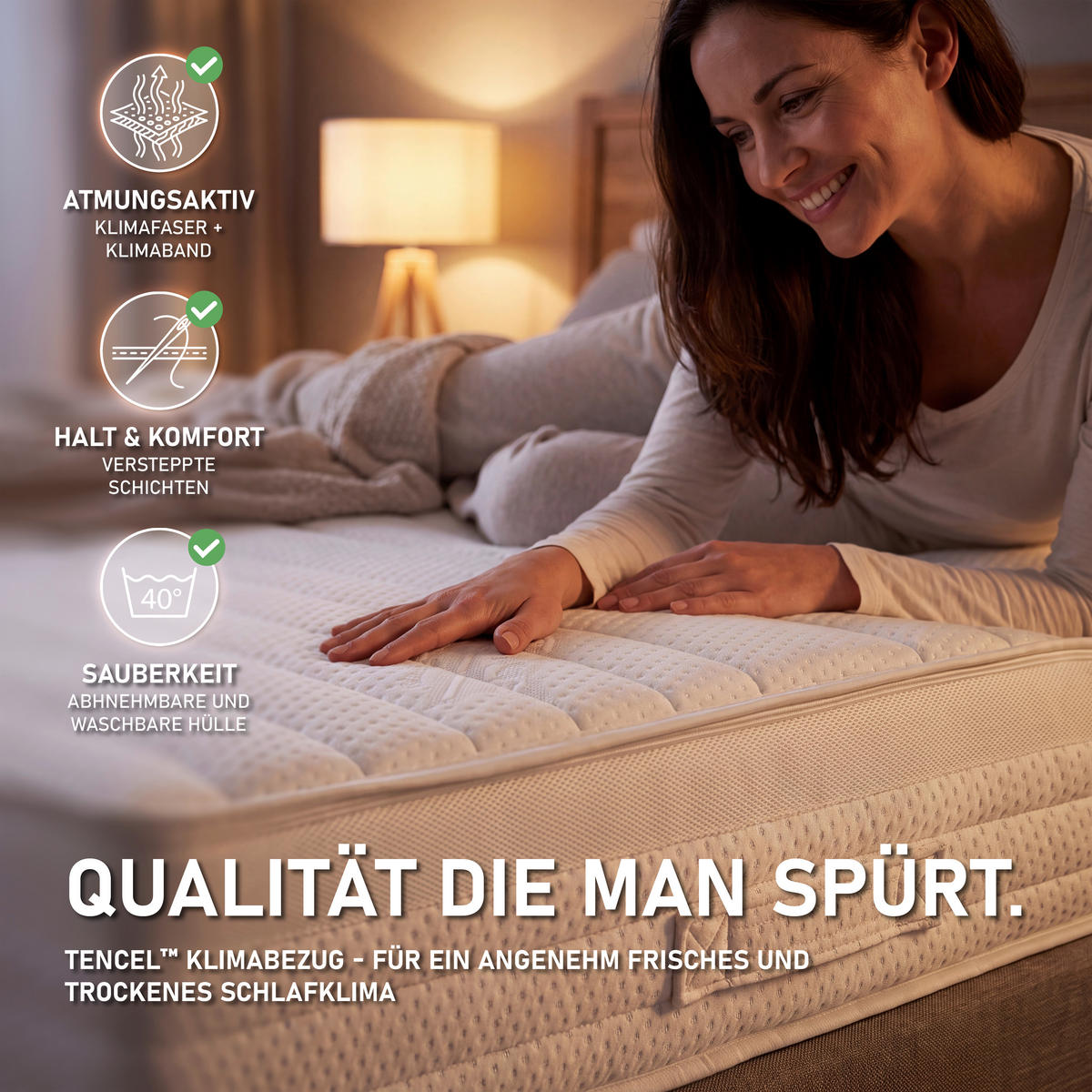 TASCHENFEDERKERNMATRATZE 120/200 cm Höhe ca. 23 cm  - Weiß, KONVENTIONELL, Textil (120/200cm) - Sleeptex