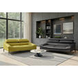 3-SITZER-SOFA Echtleder Schwarz  - Schwarz, Design, Leder/Metall (222/78/108cm) - Belluti