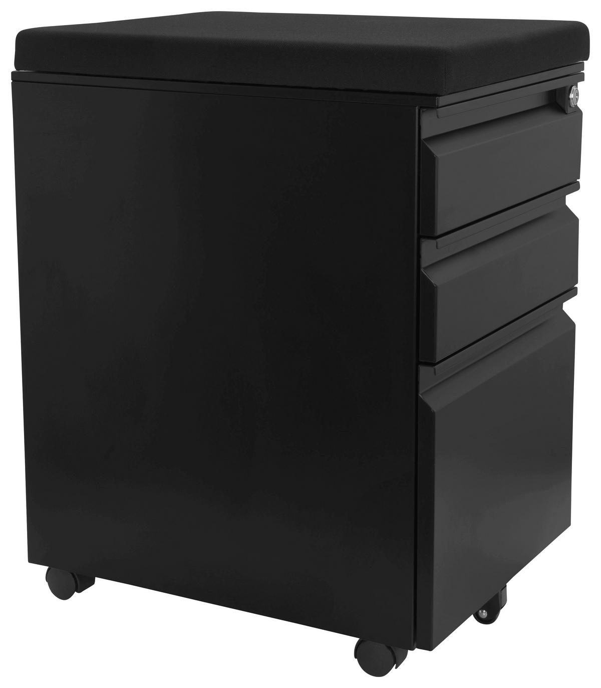 ROLLCONTAINER Schwarz  - Schwarz, MODERN, Kunststoff/Metall (39/60/50cm) - MID.YOU