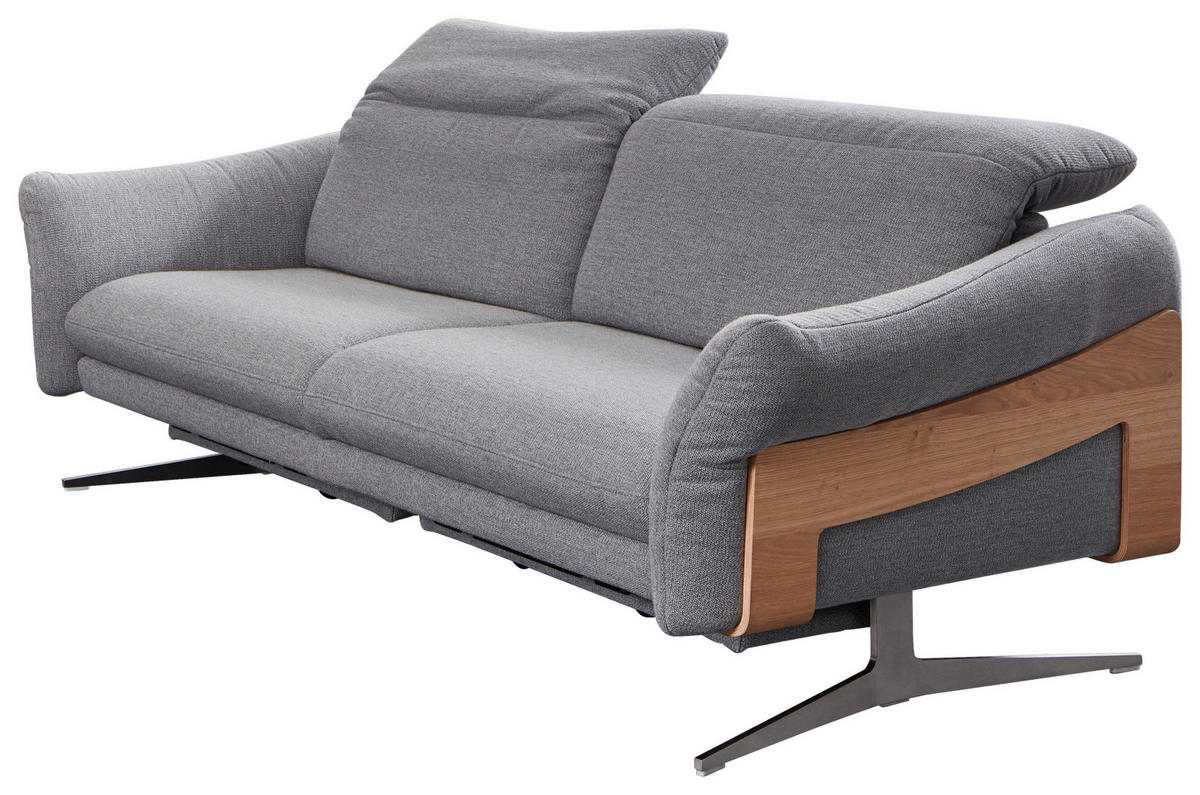 3-SITZER-SOFA in Webstoff Grau  - Anthrazit/Grau, Design, Holz/Textil (223/81/107cm) - Himolla