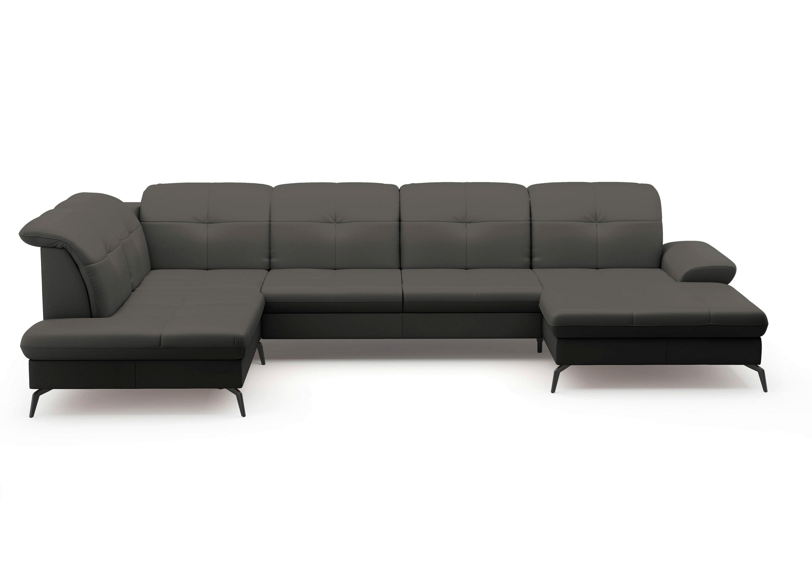 WOHNLANDSCHAFT in Echtleder Anthrazit - Anthrazit/Schwarz, Konventionell, Leder/Metall (231/357/185cm) - Sit & More