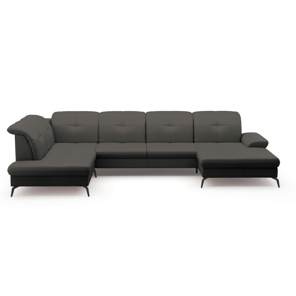 Thumbnail - Sit & More Wohnlandschaft, Anthrazit, Textil, Leder, Kombination Echtleder/Stoff, Nappaleder, 6,5-Sitzer, Ottomane links...