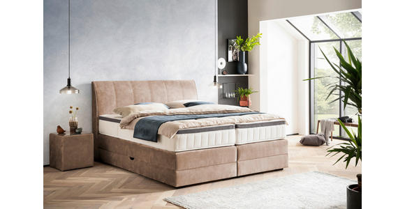 BOXSPRINGBETT 180/200 cm  in Hellbraun  - Wengefarben/Hellbraun, KONVENTIONELL, Holz/Textil (180/200cm) - Novel