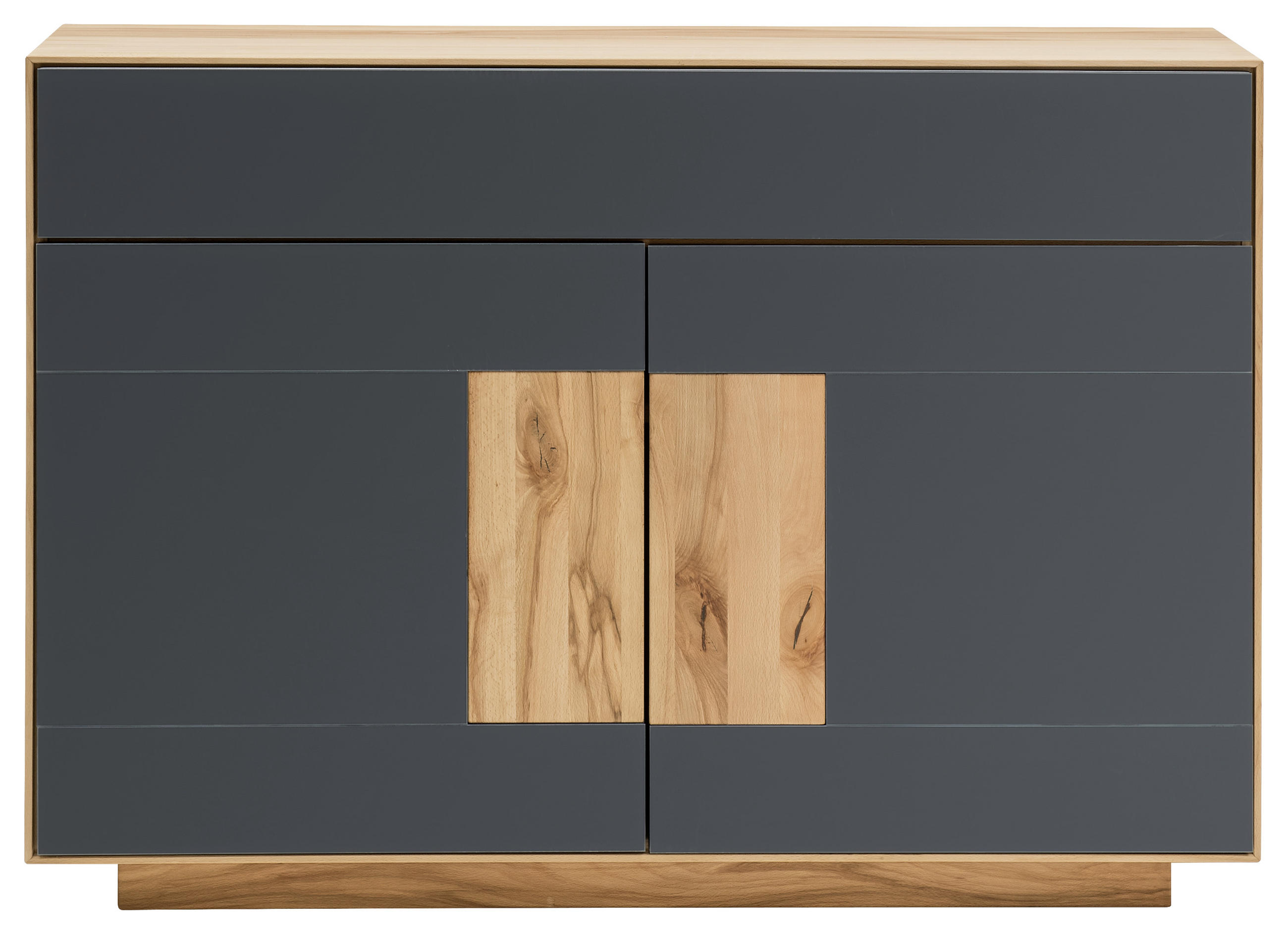 SIDEBOARD  in 120/87/40 cm  - Anthrazit/Buchefarben, MODERN, Glas/Holz (120/87/40cm) - Linea Natura