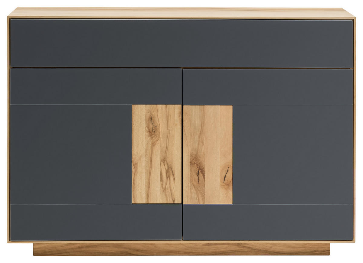 SIDEBOARD  in 120/87/40 cm  - Anthrazit/Buchefarben, MODERN, Glas/Holz (120/87/40cm) - Linea Natura