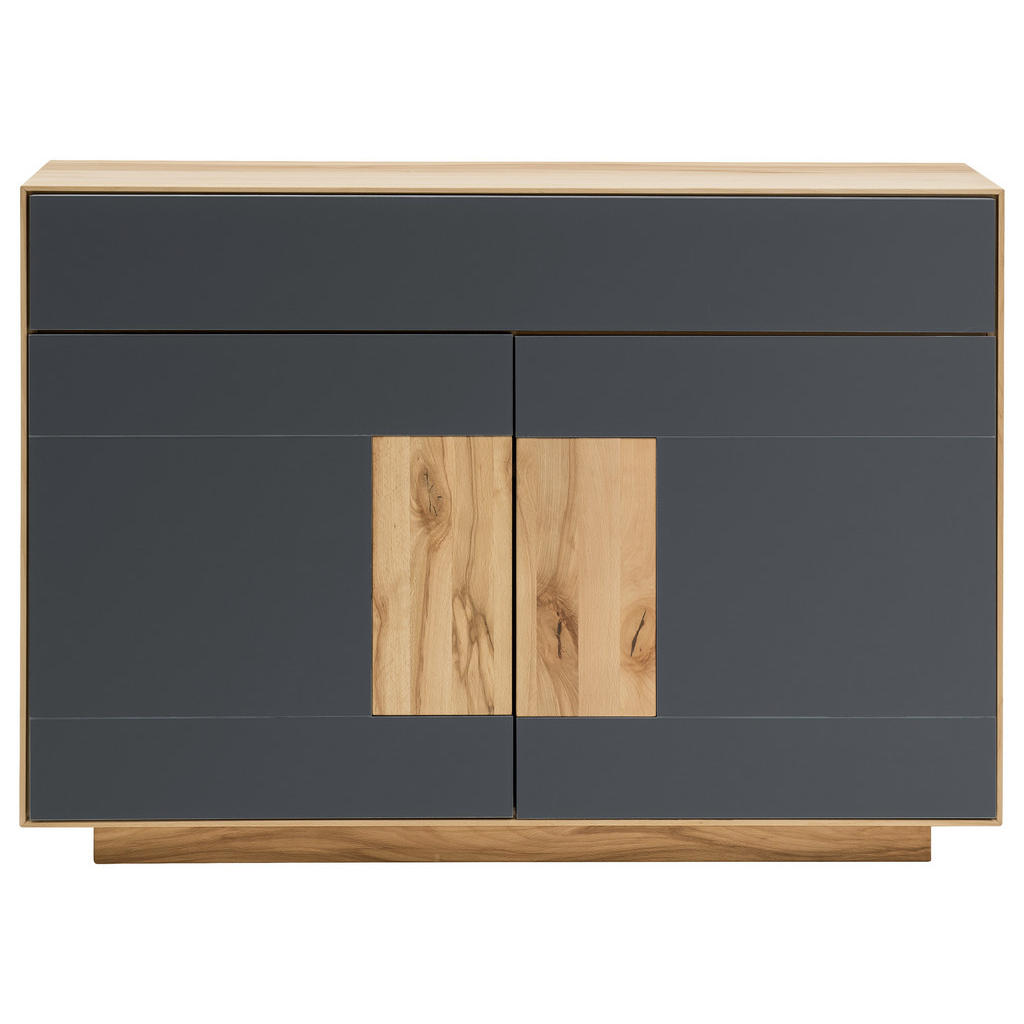 Thumbnail - Linea Natura Sideboard, Anthrazit, Buche, Holz, Kernbuche, massiv, 2 Fächer, 1 Schubladen, 120x87x40 cm, erweiterbar, in...