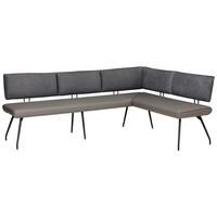 ECKBANK 165/225 cm Mikrofaser Anthrazit, Grau, Schwarz   - Anthrazit/Schwarz, Design, Textil/Metall (165/225cm) - Moderano