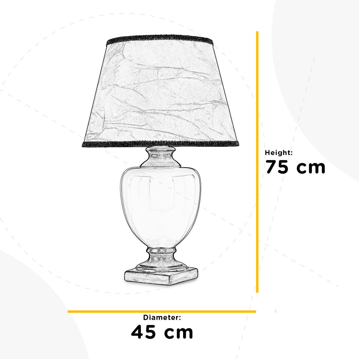 TISCHLEUCHTE 45/45/75 cm   - Hellbraun/Goldfarben, KONVENTIONELL, Keramik/Textil (45/45/75cm)