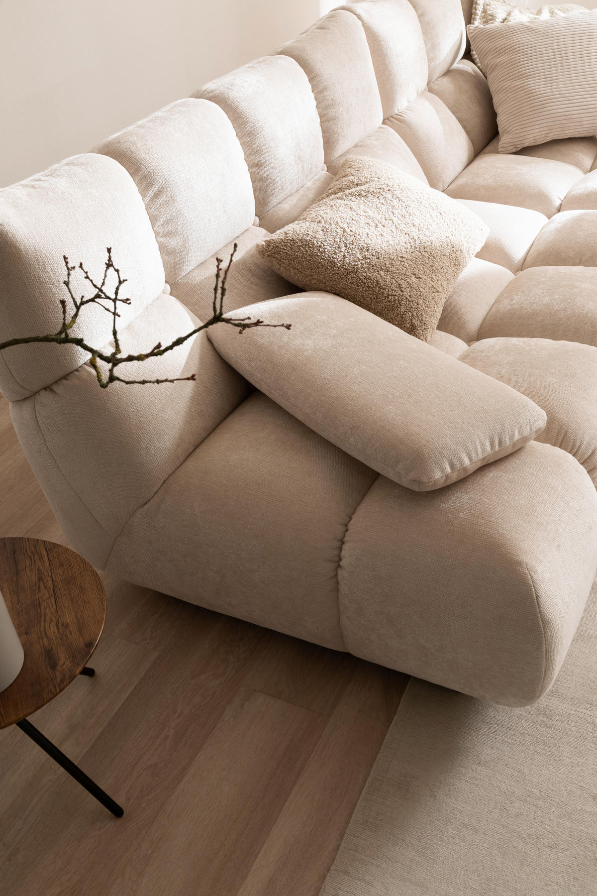 ECKSOFA  in Chenille Naturfarben  293/178 cm  - Schwarz/Naturfarben, Design, Kunststoff/Textil (293/178cm) - Pure Home Lifestyle