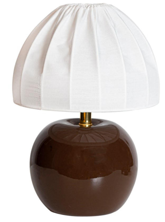 BORDSLAMPA 20/27 cm   - vit/brun, Klassisk, textil/keramik (20/27cm) - Cottex