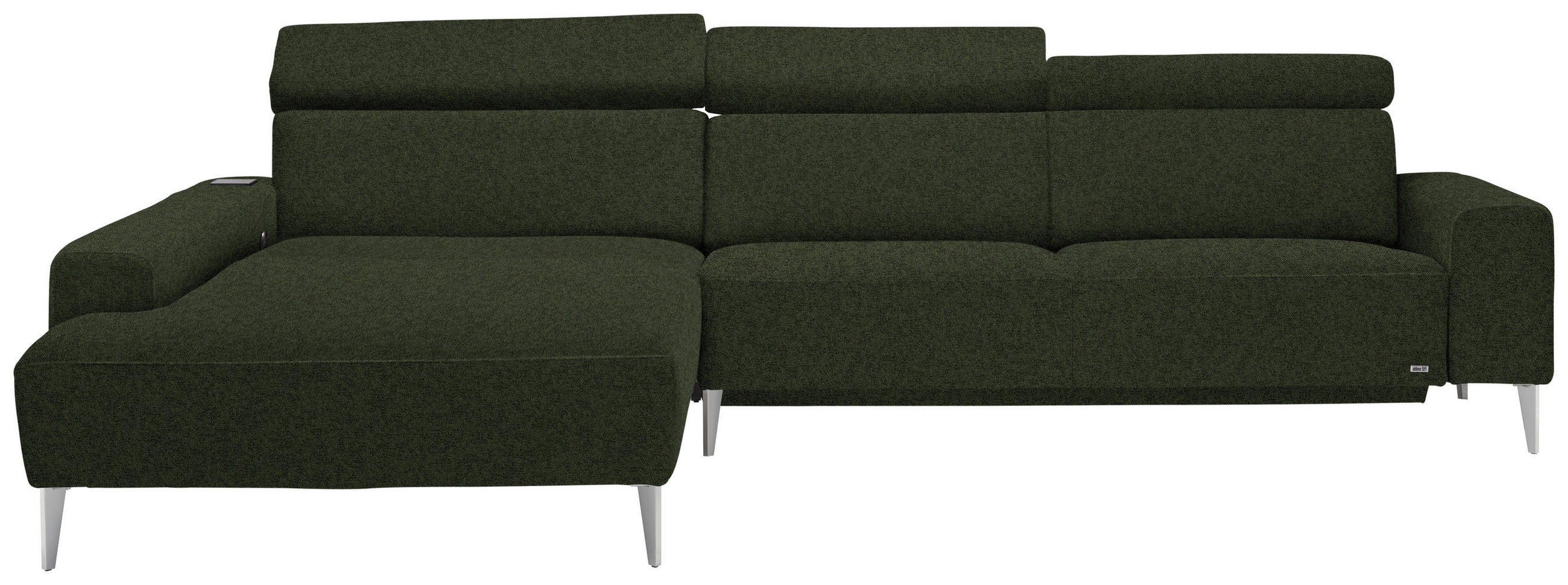 ECKSOFA in Webstoff Grün  205/308 cm  - Alufarben/Grün, Design, Textil/Metall (205/308cm) - Sedda