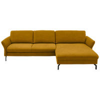 ECKSOFA in Velours Currygelb  - Currygelb/Schwarz, Design, Textil/Metall (306/179cm) - Beldomo System