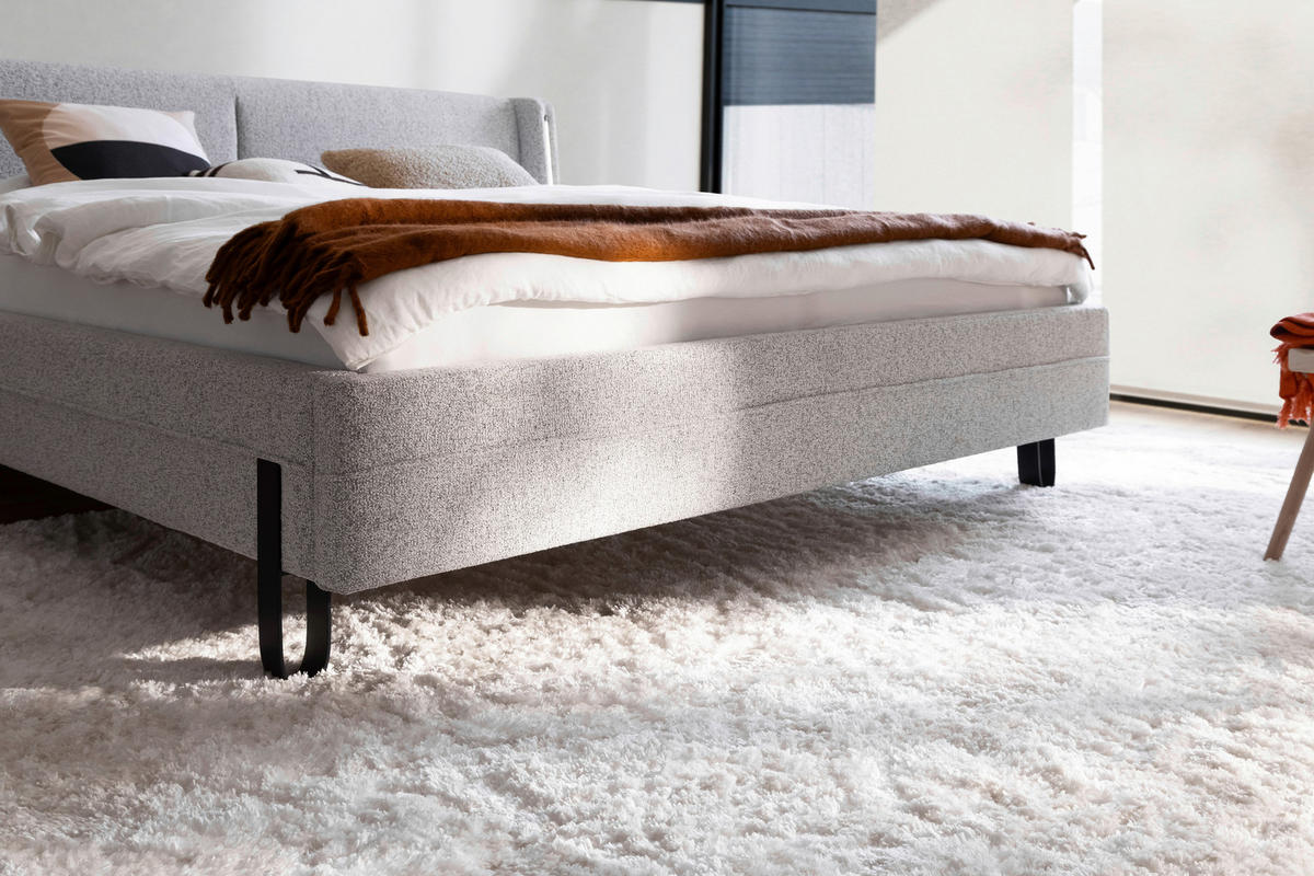 POLSTERBETT 180/200 cm  in Hellgrau  - Hellgrau/Schwarz, Modern, Textil/Metall (180/200cm) - Novel
