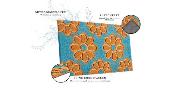 KOKOSMATTE 45/75 cm Mix Mats - Hellbraun/Hellblau, Basics, Naturmaterialien/Kunststoff (45/75cm) - Esposa