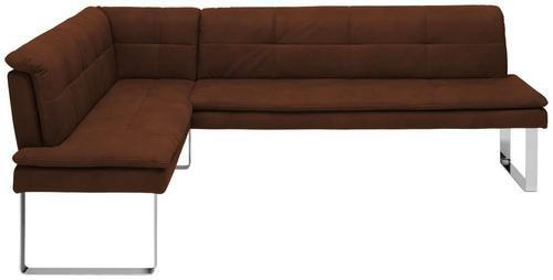 ECKBANK 174/233 cm Mikrofaser Chromfarben, Dunkelbraun Metall   - Chromfarben/Dunkelbraun, Design, Textil/Metall (174/233cm) - Novel