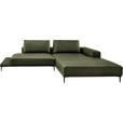 ECKSOFA  in Echtleder Grün  304/201 cm  - Schwarz/Grün, Design, Leder/Metall (304/201cm) - Belluti