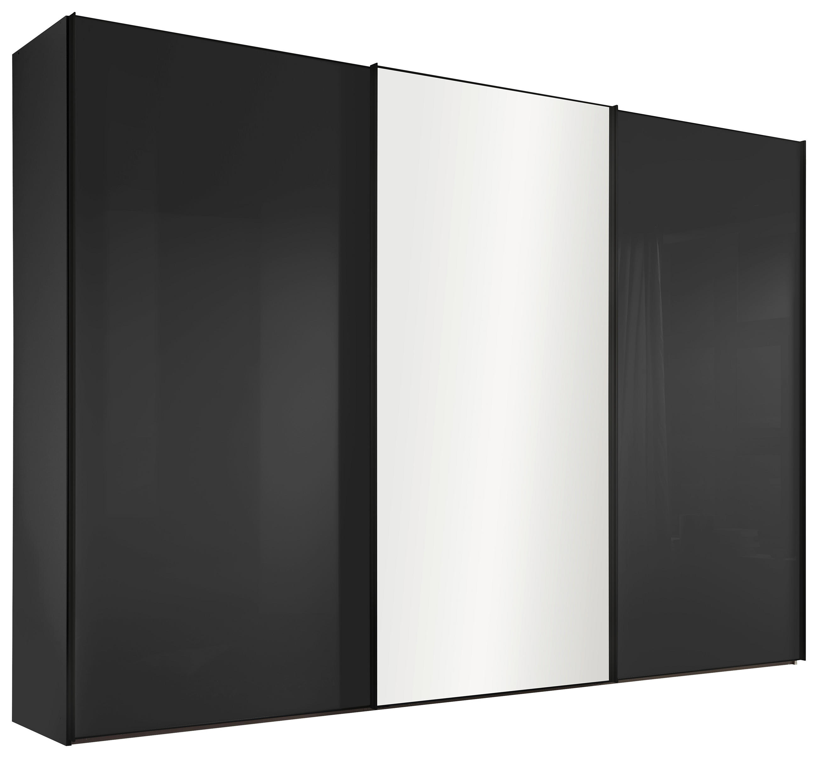 SCHWEBETÜRENSCHRANK 298/222/68 cm 3-türig Anthrazit  - Anthrazit/Schwarz, Design, Glas/Holzwerkstoff (298/222/68cm) - Moderano