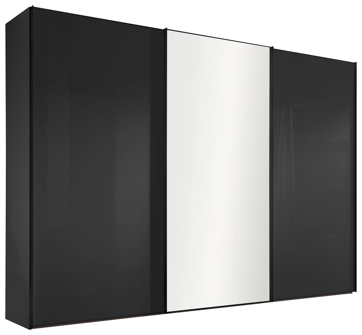 SCHWEBETÜRENSCHRANK  in Anthrazit  - Anthrazit/Schwarz, Design, Glas/Holzwerkstoff (298/222/68cm) - Moderano