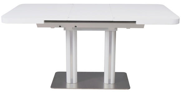 ESSTISCH in Metall, Glas, Holzwerkstoff 120-160/80/76 cm - Edelstahlfarben/Weiß, Design, Glas/Holzwerkstoff (120-160/80/76cm) - Hom`in