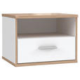 NACHTKÄSTCHEN in Weiß, Eichefarben  - Eichefarben/Alufarben, MODERN, Holzwerkstoff/Kunststoff (53,4/41,1/45,1cm) - Xora