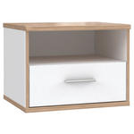 NACHTKÄSTCHEN in Weiß, Eichefarben  - Eichefarben/Alufarben, MODERN, Holzwerkstoff/Kunststoff (53,4/41,1/45,1cm) - Xora