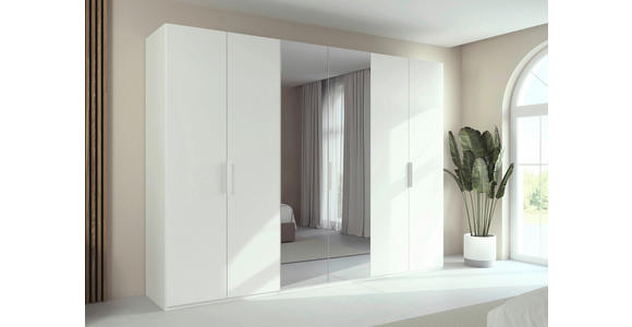 DREHTÜRENSCHRANK 301/223/61 cm,  in Weiß, 6-türig  - Weiß, Basics, Glas/Holzwerkstoff (301/223/61cm) - Novel