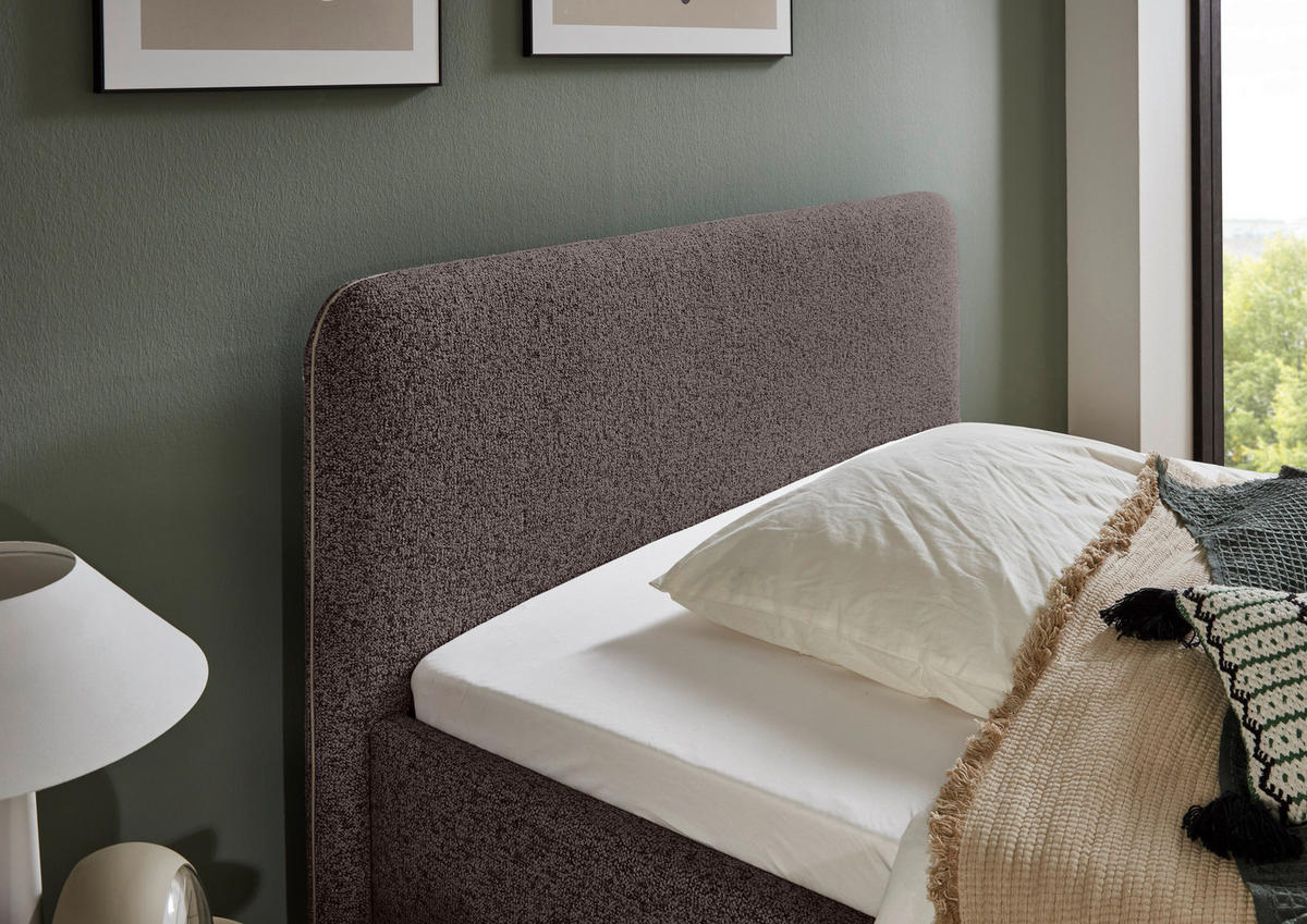 POLSTERBETT 140/200 cm  in Anthrazit, Silberfarben  - Anthrazit/Silberfarben, Design, Textil/Metall (140/200cm) - Xora