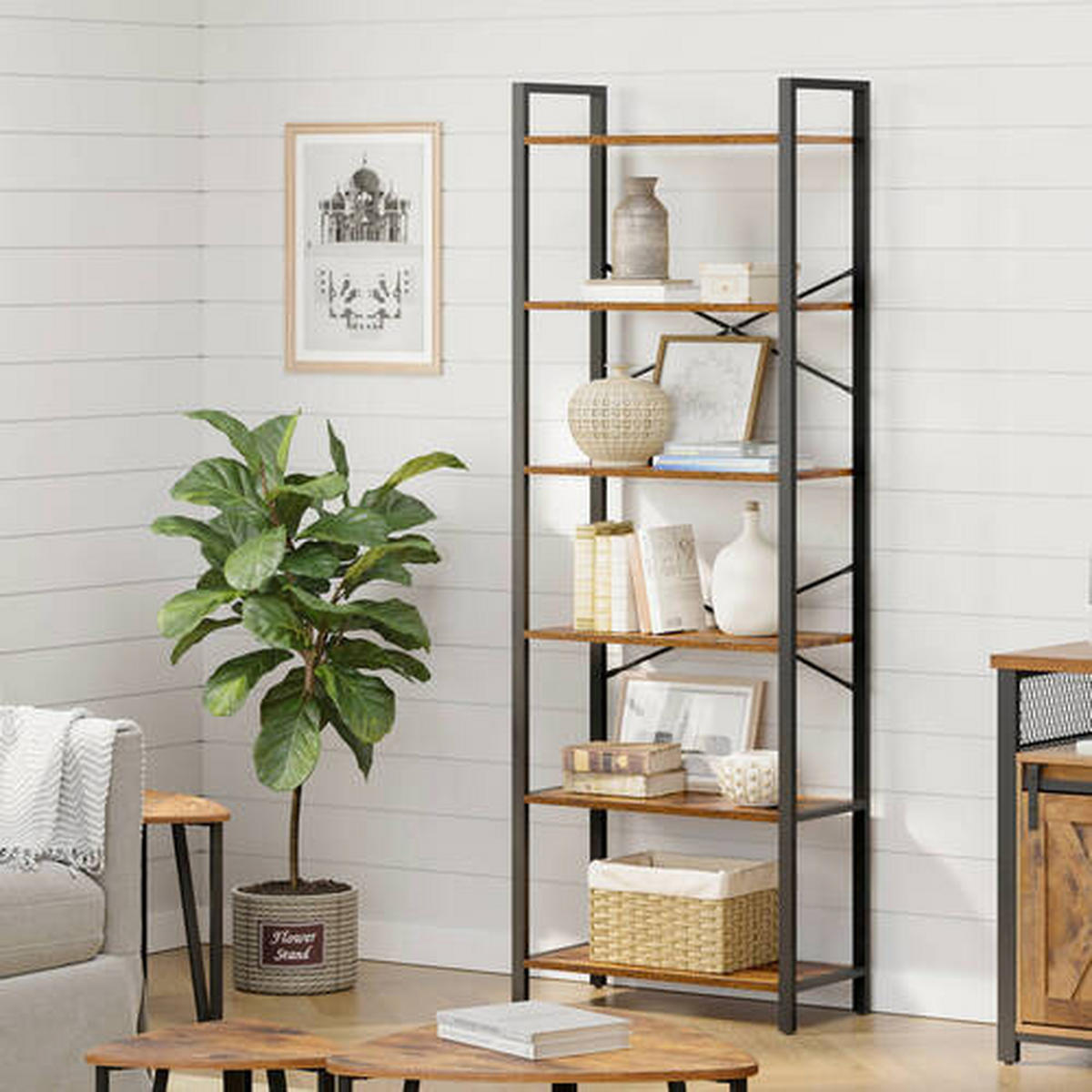 REGAL  66/186/30 cm  - Schwarz/Braun, Trend, Holzwerkstoff/Metall (66/186/30cm) - Boxxx