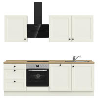 KÜCHENBLOCK 240 cm   in Weiß, Eichefarben  - Eichefarben/Schwarz, MODERN, Holzwerkstoff/Metall (240cm) - Nobilia
