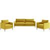 SITZGARNITUR in Flachgewebe Currygelb  - Currygelb/Edelstahlfarben, Design, Textil/Metall (210/80/84cm) - Livetastic